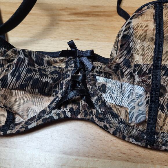 Aubade Paris Nudessence Sheer Leopard Print 32C Half Cup & Briefs Size XS NWT - Picture 6 of 11